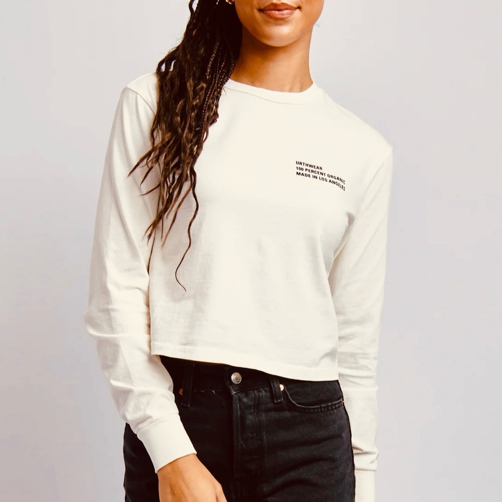 NWOT Elegant Cream Long Sleeve Tee 100% Organic Cotton